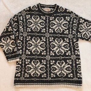Abercrombie & Fitch Vintage Handknit Snowflake Nordic Fair Isle Crewneck Sweater